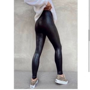 SPANX Faux Leather Leggings Black Whimsigoth Grunge Size Medium